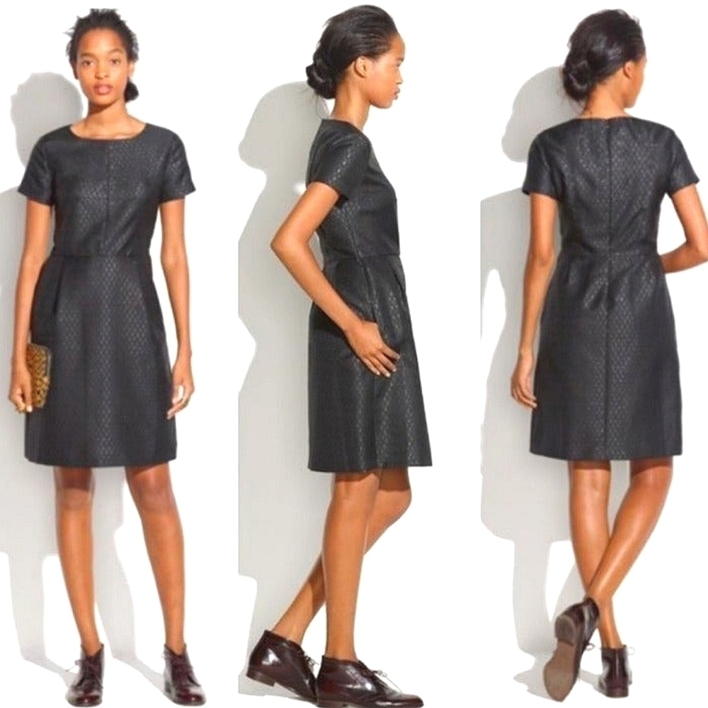 Madewell Fitted Brocade wool blend Metallic details  Dress